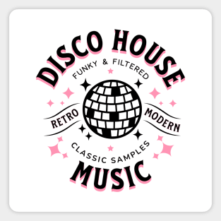 DISCO HOUSE  - Retro Modern Disco Ball (Black/Pink) Magnet